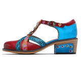 Genuine Leather Cut Out T-Strap Dora Sandals Oxford Shoes Ledshopy.com