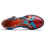 Genuine Leather Cut Out T-Strap Dora Sandals Oxford Shoes Ledshopy.com