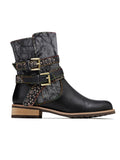 Genuine Leather Gold Floral Embossed Strap  Moto Boots Ledshopy.com