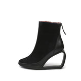 Genuine Leather Jr Signature Triangle Wedge-Heel Boots Ledshopy.com