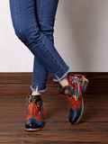 Genuine Leather Navy Orange Tasselled Ankle Booties Flat Boots Ledshopy.com