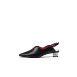 Genuine Leather Owen Powder Back Strap Detail Pointed Toe Heeled Pump Ledshopy.com