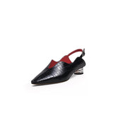 Genuine Leather Owen Powder Back Strap Detail Pointed Toe Heeled Pump Ledshopy.com