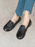 Geometry Stitching Upper Leather Loafer - Black Ledshopy.com