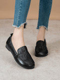 Geometry Stitching Upper Leather Loafer - Black Ledshopy.com