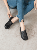 Geometry Stitching Upper Leather Loafer - Black Ledshopy.com