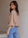 Gisele Lantern Sleeve Tighten Cuff Knit Top - Mocca Ledshopy.com
