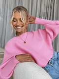 Gisele Lantern Sleeve Tighten Cuff Knit Top - Pink Ledshopy.com