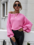 Gisele Lantern Sleeve Tighten Cuff Knit Top - Pink Ledshopy.com