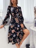 Given Floral Midi Dress - Black Print Ledshopy.com