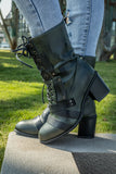 Green Patch Work Combat Boot Ledshopy.com