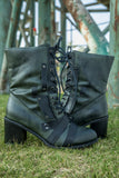 Green Patch Work Combat Boot Ledshopy.com