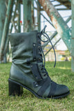 Green Patch Work Combat Boot Ledshopy.com