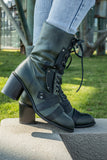 Green Patch Work Combat Boot Ledshopy.com