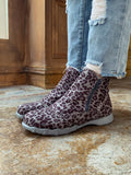 Grey Leopard Plush-Lined Low Ankle Boot Ledshopy.com