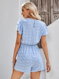 Houston Lace Neck Pop Romper - Blue Ledshopy.com