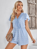 Houston Lace Neck Pop Romper - Blue Ledshopy.com