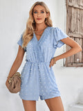 Houston Lace Neck Pop Romper - Blue Ledshopy.com