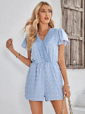 Houston Lace Neck Pop Romper - Blue Ledshopy.com