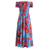 Hurry To Bloom Off The Shoulder Maxi Dress - Blue Ledshopy.com