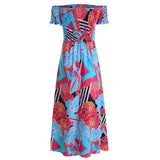 Hurry To Bloom Off The Shoulder Maxi Dress - Blue Ledshopy.com