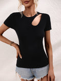 Julissa Ribbed Cut-Out Knit Top - Black Ledshopy.com