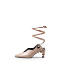 Kettle-Heel Scalloped Edges Pump - Beige Ledshopy.com