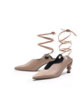 Kettle-Heel Scalloped Edges Pump - Beige Ledshopy.com