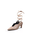 Kettle-Heel Scalloped Edges Pump - Beige Ledshopy.com