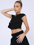 Kiki Thread Crop Top - Black Ledshopy.com