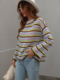 Lallie Knit Top - Brown Stripe Print Ledshopy.com