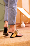 Laramie Leather Heel Sandal - Gold Ledshopy.com