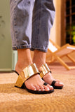 Laramie Leather Heel Sandal - Gold Ledshopy.com