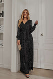 Leandra Front Split Shimmer Maxi Dress - Black Ledshopy.com