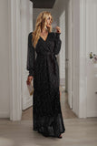 Leandra Front Split Shimmer Maxi Dress - Black Ledshopy.com