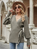 Leonora Bishop Sleeve Knit Top - Khaki Ledshopy.com