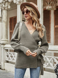 Leonora Bishop Sleeve Knit Top - Khaki Ledshopy.com