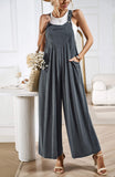 Linette Wide Leg Linen Overalls - Grey Ledshopy.com