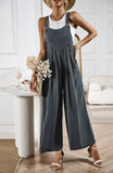 Linette Wide Leg Linen Overalls - Grey Ledshopy.com