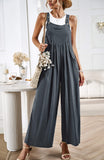 Linette Wide Leg Linen Overalls - Grey Ledshopy.com