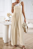 Linette Wide Leg Linen Overalls - Taupe Ledshopy.com