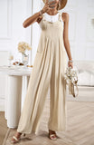 Linette Wide Leg Linen Overalls - Taupe Ledshopy.com