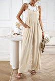 Linette Wide Leg Linen Overalls - Taupe Ledshopy.com