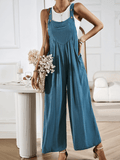 Linette Wide Leg Linen Overalls - Teal Ledshopy.com