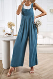 Linette Wide Leg Linen Overalls - Teal Ledshopy.com