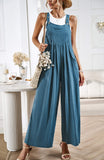 Linette Wide Leg Linen Overalls - Teal Ledshopy.com