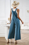 Linette Wide Leg Linen Overalls - Teal Ledshopy.com