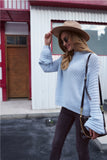 Lorina Blue Lantern Sleeve Knit Top Ledshopy.com