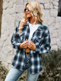 Lucky One Plaid Shacket - Navy Ledshopy.com