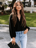 Marlena Balloon Sleeve Top - Black Ledshopy.com